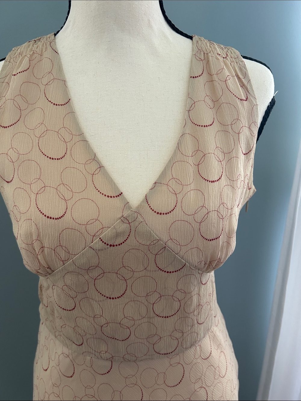 Ann Taylor Beige Midi Dress with Subtle Circular Print - Picture 8 of 8